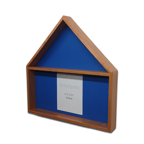 Cherry Burial Flag Memorial Veteran Display Case with certificate display. Shown with 8.5