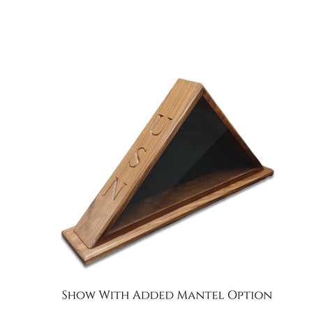 Walnut USN Veteran Memorial Burial Flag Display Case. Shown in Mantel option.