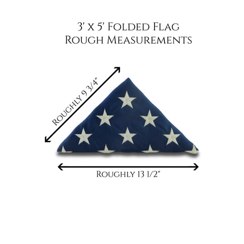 3' x 5' Folded Flag rough measurements