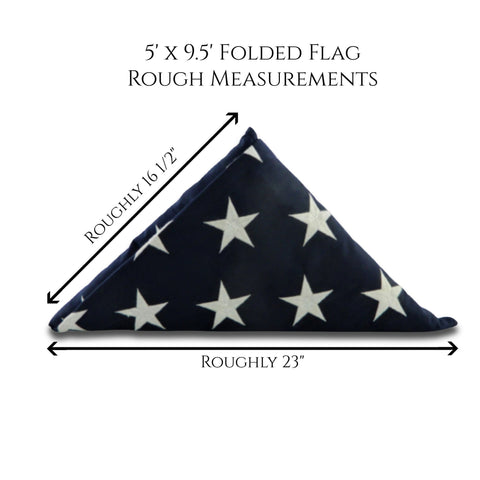 Folded 5'x9.5' Burial Flag rough measurements