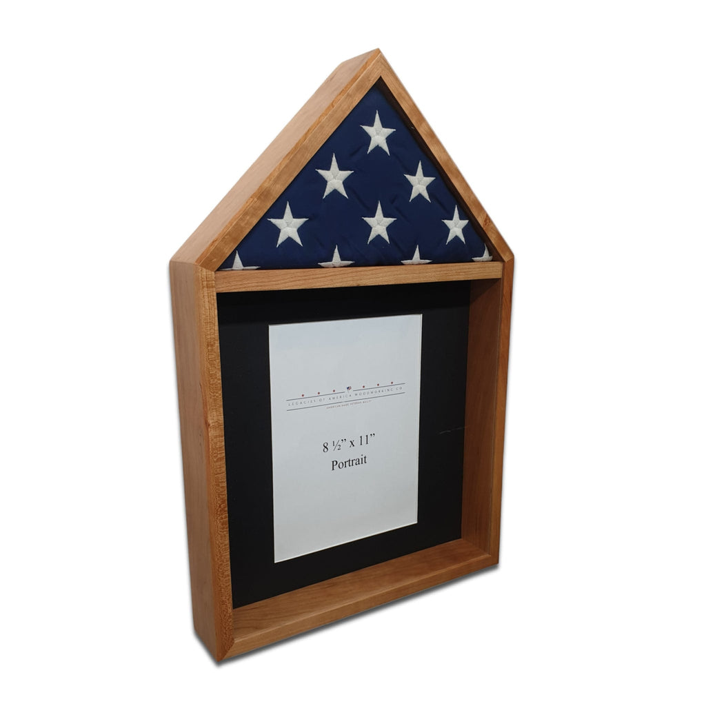 Cherry 3'x5' Flag & Certificate Display Case - Left angled view