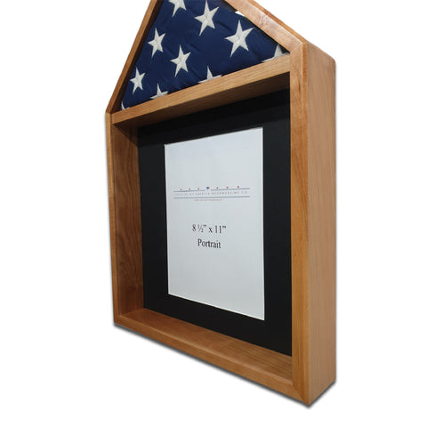 Cherry 3'x5' Flag & Certificate Display Case - Up close of certificate section view