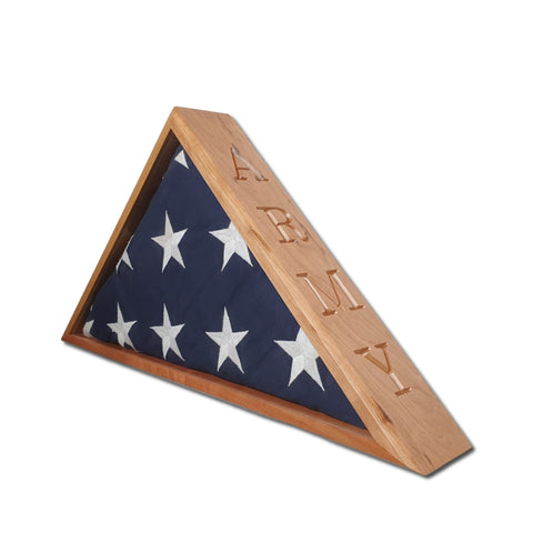 Cherry ARMY Burial Flag Display Case. Legacies of America Woodworking Co.