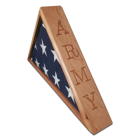 Cherry ARMY Burial Flag Display Case. Legacies of America Woodworking Co.