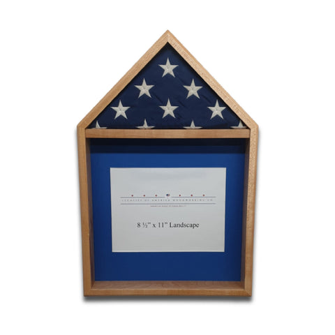Maple 3'x5' Flag & Certificate Display Case - Center front view