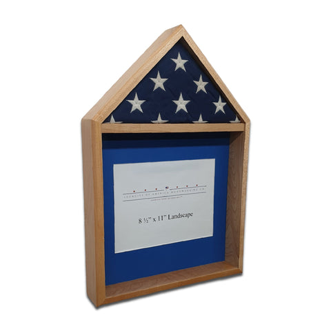 Maple 3'x5' Flag & Certificate Display Case - Left angled view