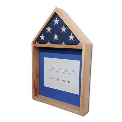 Maple 3'x5' Flag & Certificate Display Case - Right angled view.