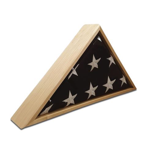 Burial Memorial Flag Display Case for deceased Veteran. Holds one folded 5' by 9.5' burial flag. Made with real Maple hardwood. American Made - Veteran Built