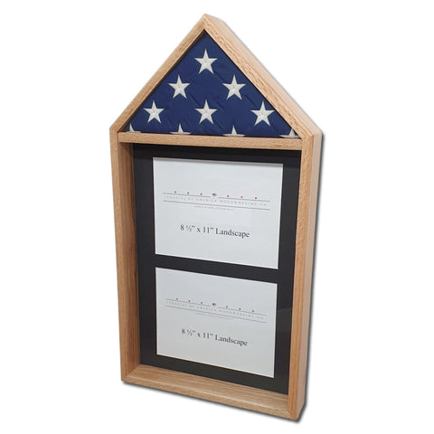 Oak 3'x5' Flag & Two Certificates Display Case