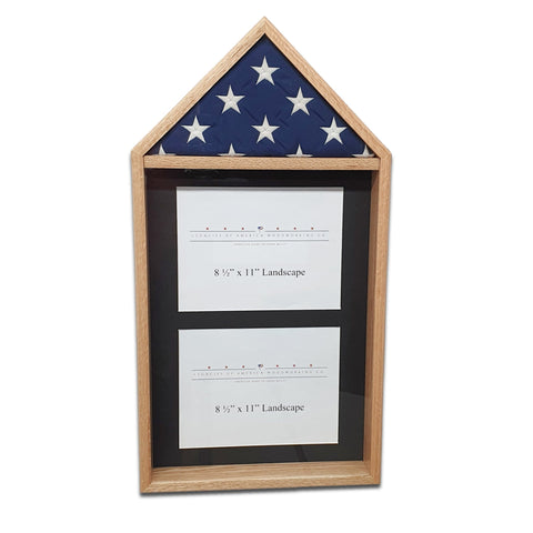 Oak 3'x5' Flag & Two Certificates Display Case