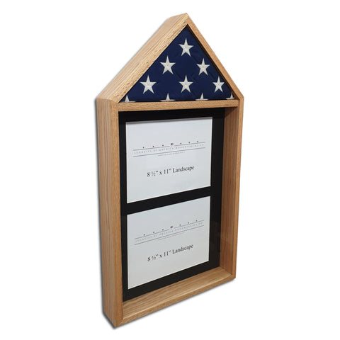 Oak 3'x5' Flag & Two Certificates Display Case