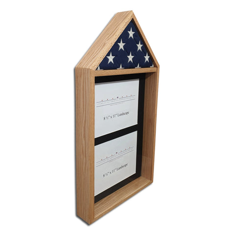 Oak 3'x5' Flag & Two Certificates Display Case