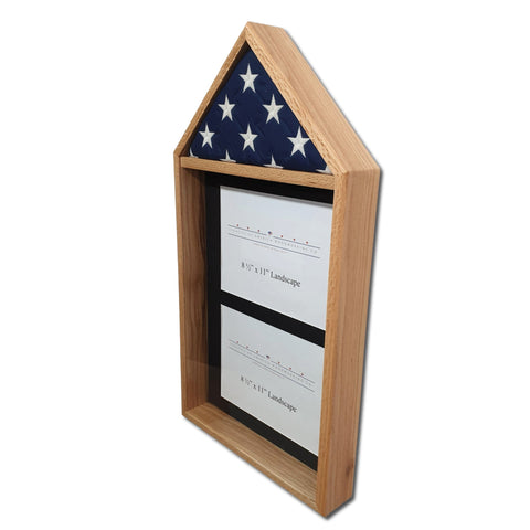 Oak 3'x5' Flag & Two Certificates Display Case