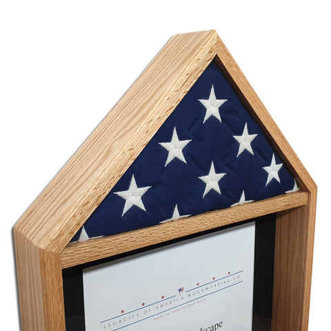 Oak 3'x5' Flag & Two Certificates Display Case