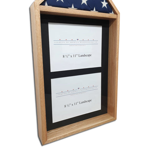 Oak 3'x5' Flag & Two Certificates Display Case