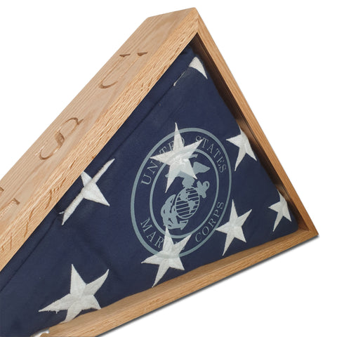 Marine Veteran - Burial Flag Display Case (5' x 9.5' Flag)