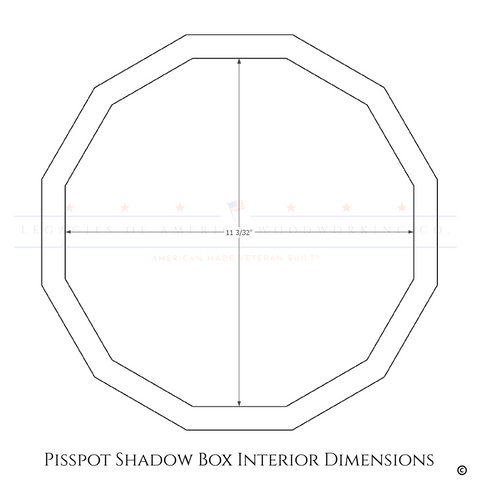 Pisspot Shadow Box interior dimensions of shadow box section.