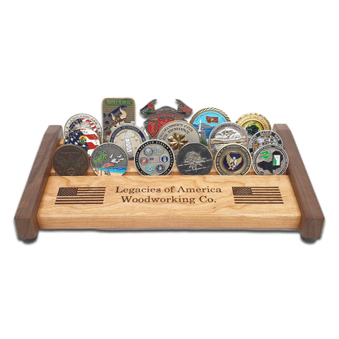 Small size The Verne Challenge Coin Display - Center View with Challenge Coins displayed
