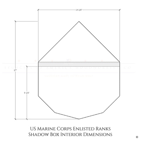 US Marine Corps Interior Shadow Box dimensions.