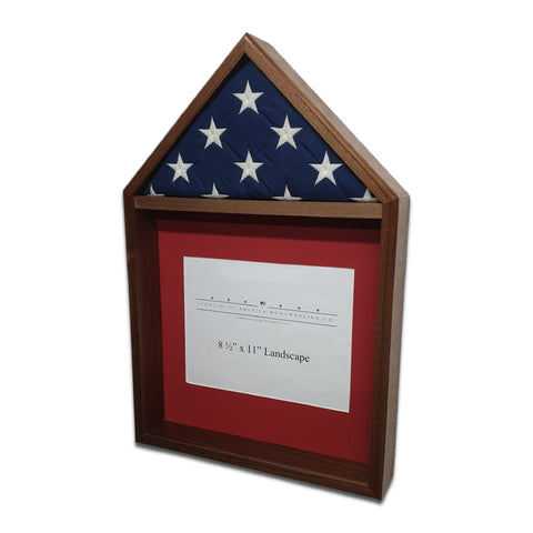 Walnut 3'x5' Flag & Certificate Display Case - Right angled view