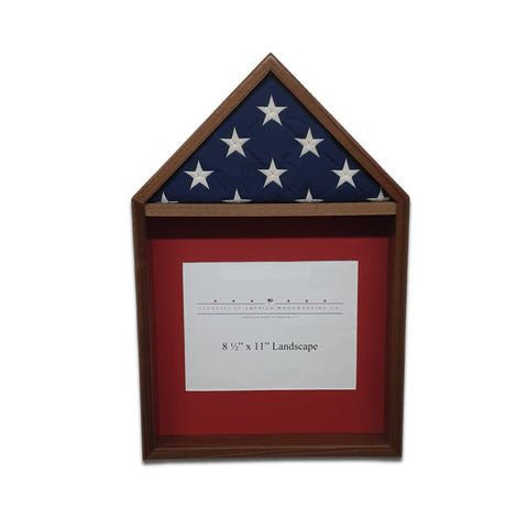 Walnut 3'x5' Flag & Certificate Display Case - Center front view