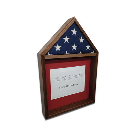 Walnut 3'x5' Flag & Certificate Display Case - Left angled view