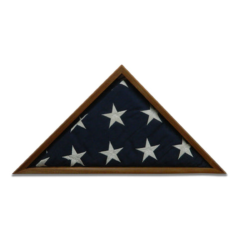 Burial Memorial Flag Display Case for deceased Veteran. Holds one folded 5' by 9.5' burial flag. Made with real Walnut hardwood. American Made - Veteran Built