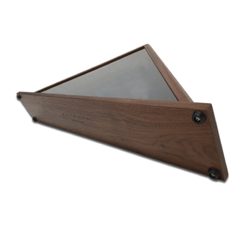 Burial Memorial Flag Display Case for deceased Veteran. Holds one folded 5' by 9.5' burial flag. Made with real Walnut hardwood. American Made - Veteran Built. 4 rubber feet are attached to the optional 