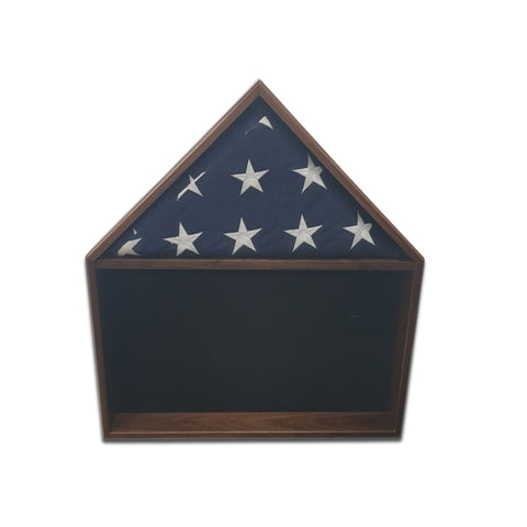 Burial Memorial Flag Shadow Box for deceased Veteran. Holds one folded 5' by 9.5' burial flag. Made with real Walnut hardwood. American Made - Veteran Built