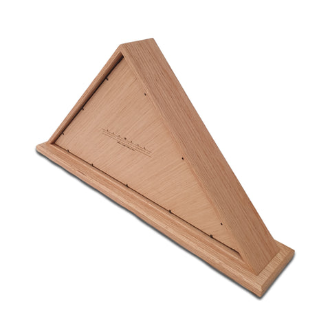 Angled rear view of Oak burial flag display case and removable back panel