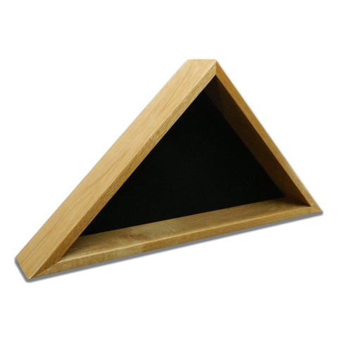 Empty Oak burial flag display case in wall-hanging style