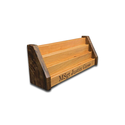 Empty Vertical Challenge Coin Holder showing the tiered coin grooves